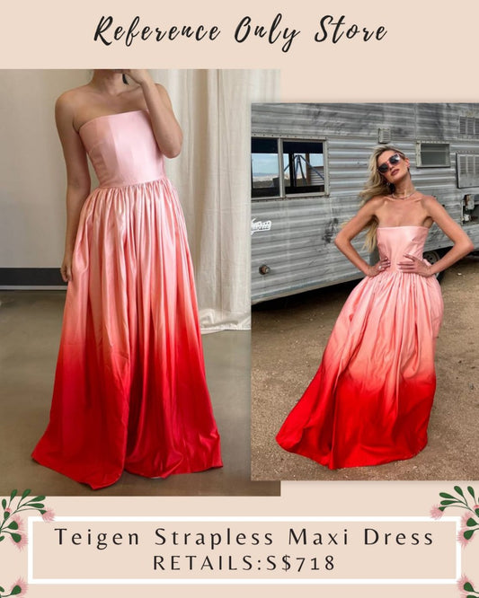 SL Teigen strapless maxi bustier dress