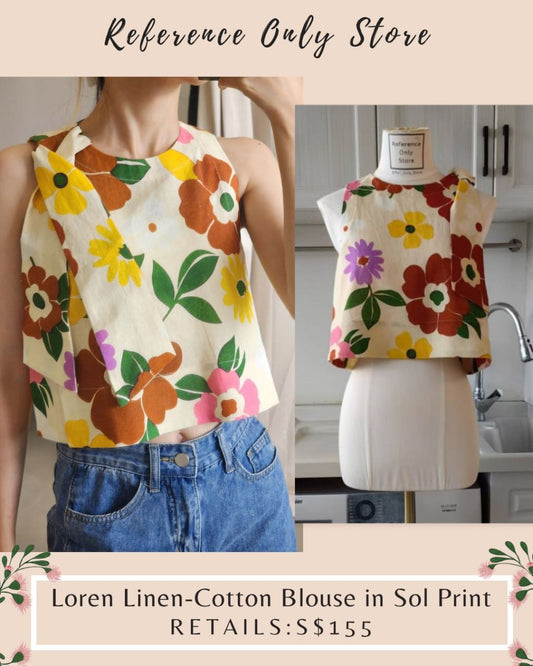 SZ Loren linen blend blouse in sol floral