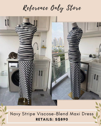 SP Navy stripe viscose blend maxi dress