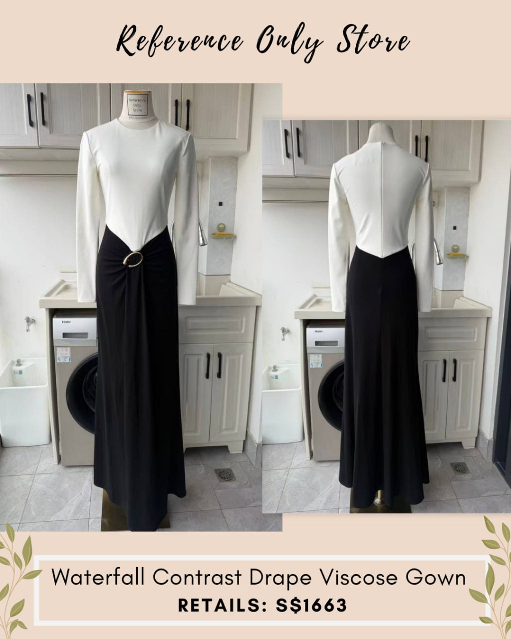 Rm Waterfall contrast drape viscose Dress