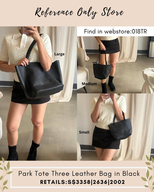 TR Park tote three leather bag in black