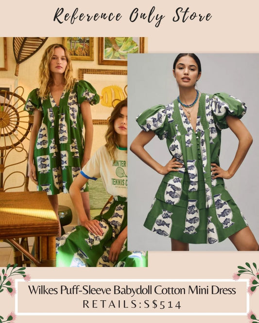 HB Wilkes green babydoll cotton mini dress