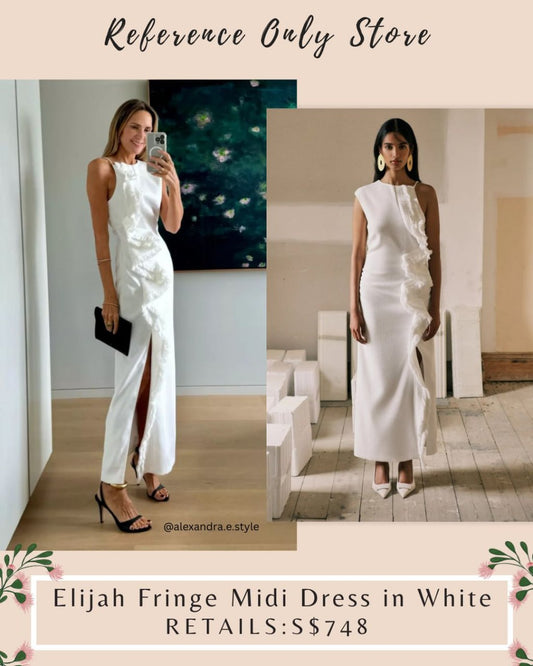 CLE Elijah Fringe Midi dress in white