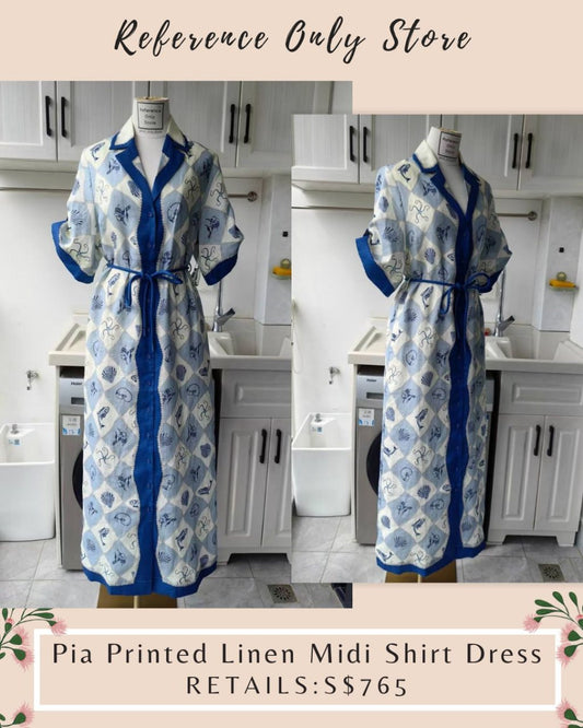 AM Pia printed linen midi shirt dress