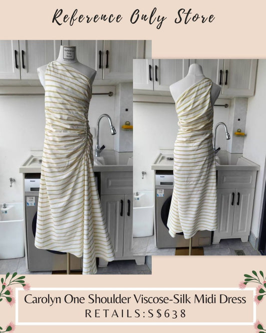ALC Carolyn one shoulder midi stripe dress