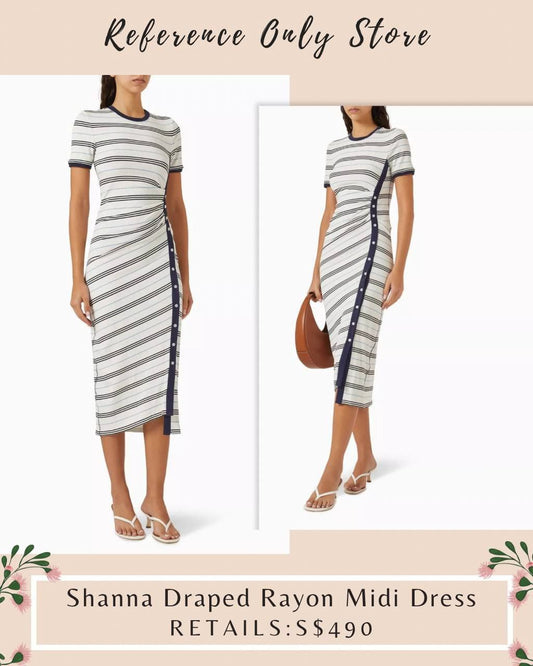 SK Shanna draped midi dress stripe