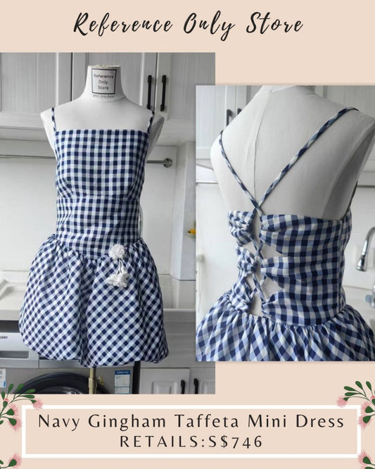 SP Navy Taffeta navy gingham mini dress