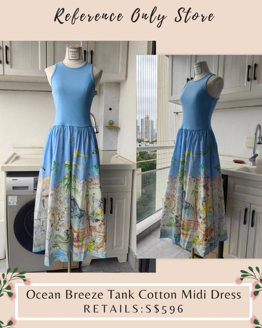 AM ocean breeze cotton tank midi dress