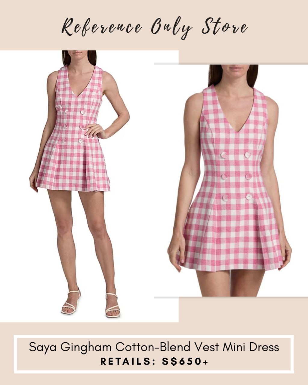 Cc Saya Pink Gingham cotton blend mini dress
