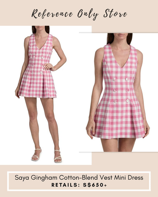 Cc Saya Pink Gingham cotton blend mini dress