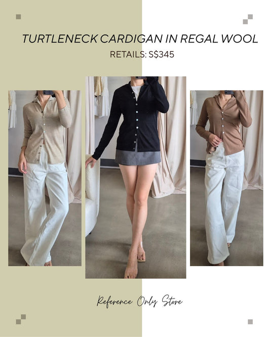 TH 100% turtleneck cardigan wool long sleeve button down top