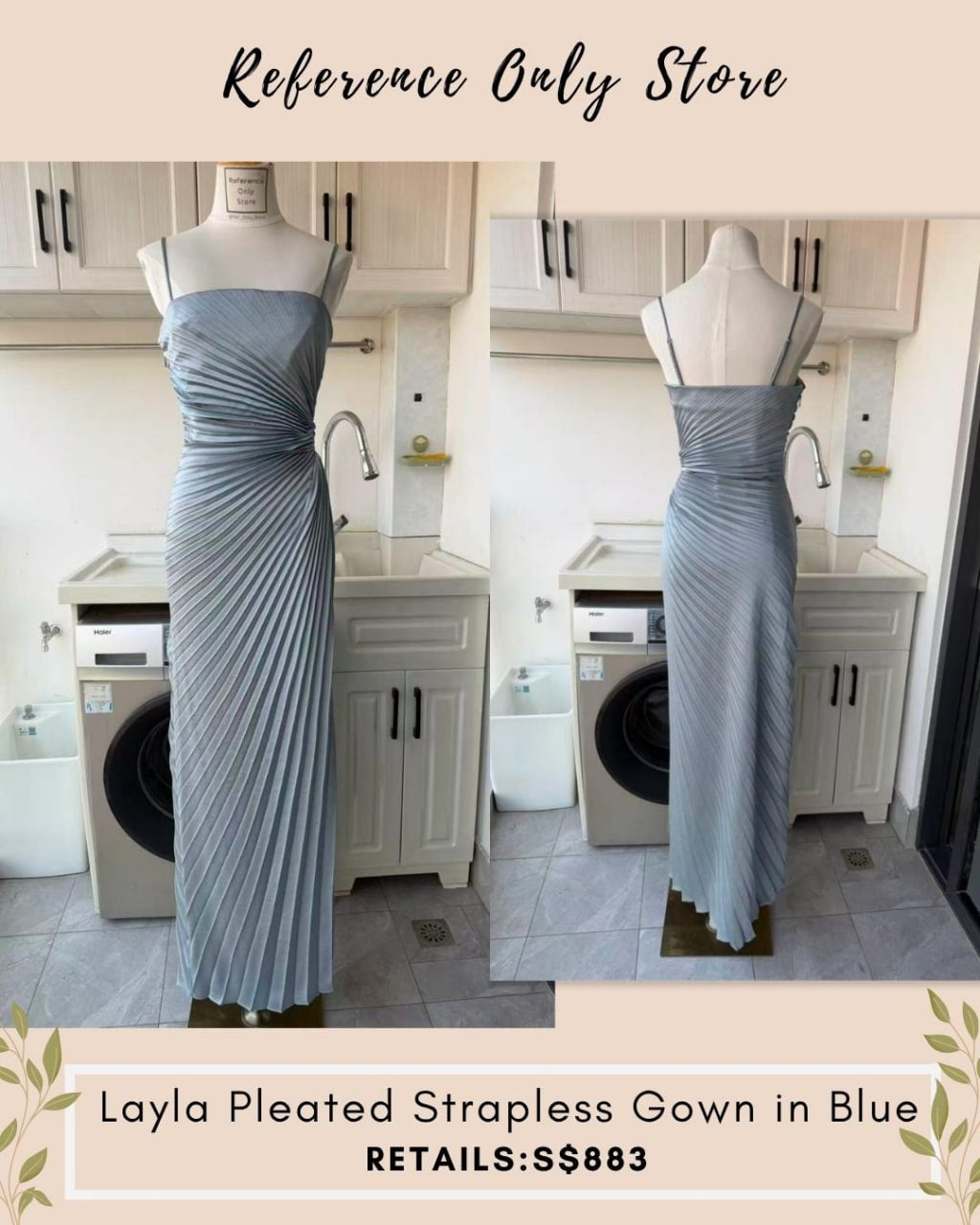 ALC Layla Pleated strapless gown in blue