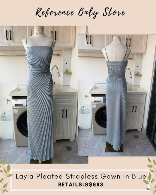 ALC Layla Pleated strapless gown in blue