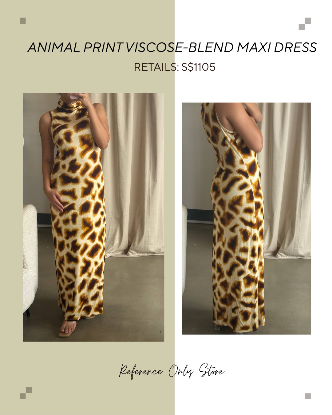 Animal print viscose maxi gown