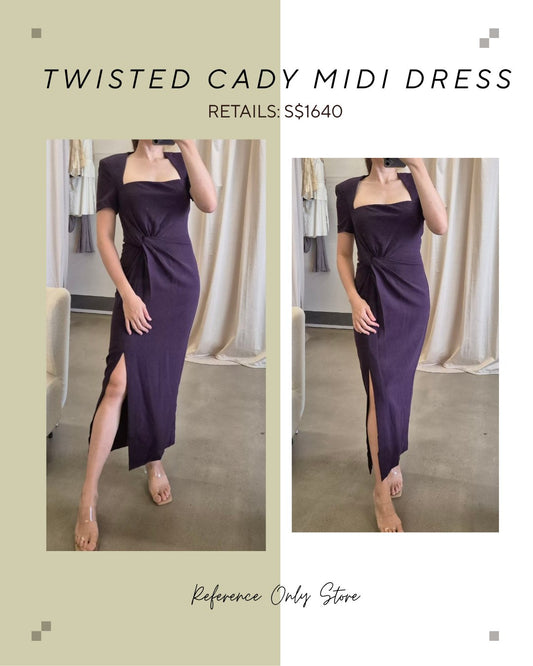 rm twisted cady purple midi dress