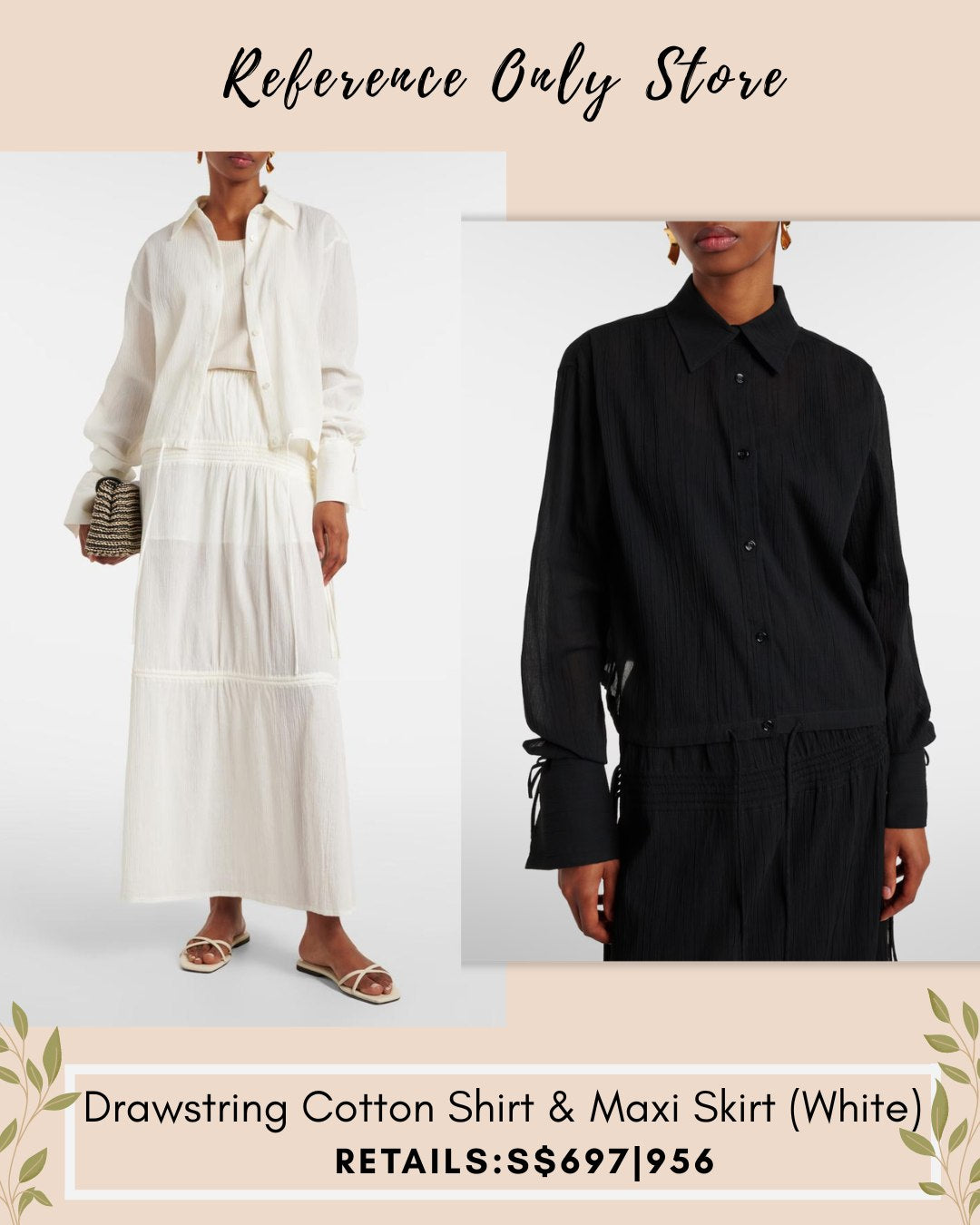 tot Drawstring cotton shirt and maxi skirt