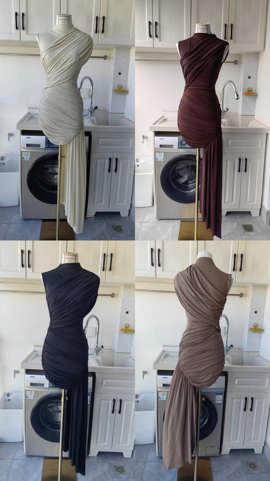 4 colors! DLV Ravenna Draped Viscose jersey mini dress
