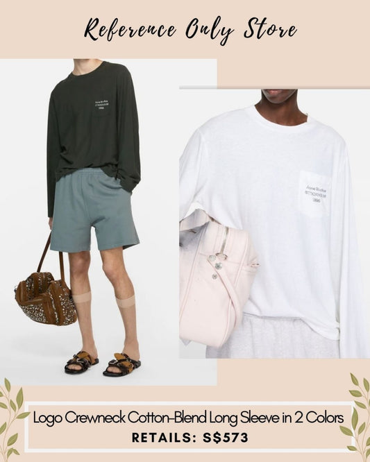 AS Logo crew neck cotton blend long sleeve shirt top