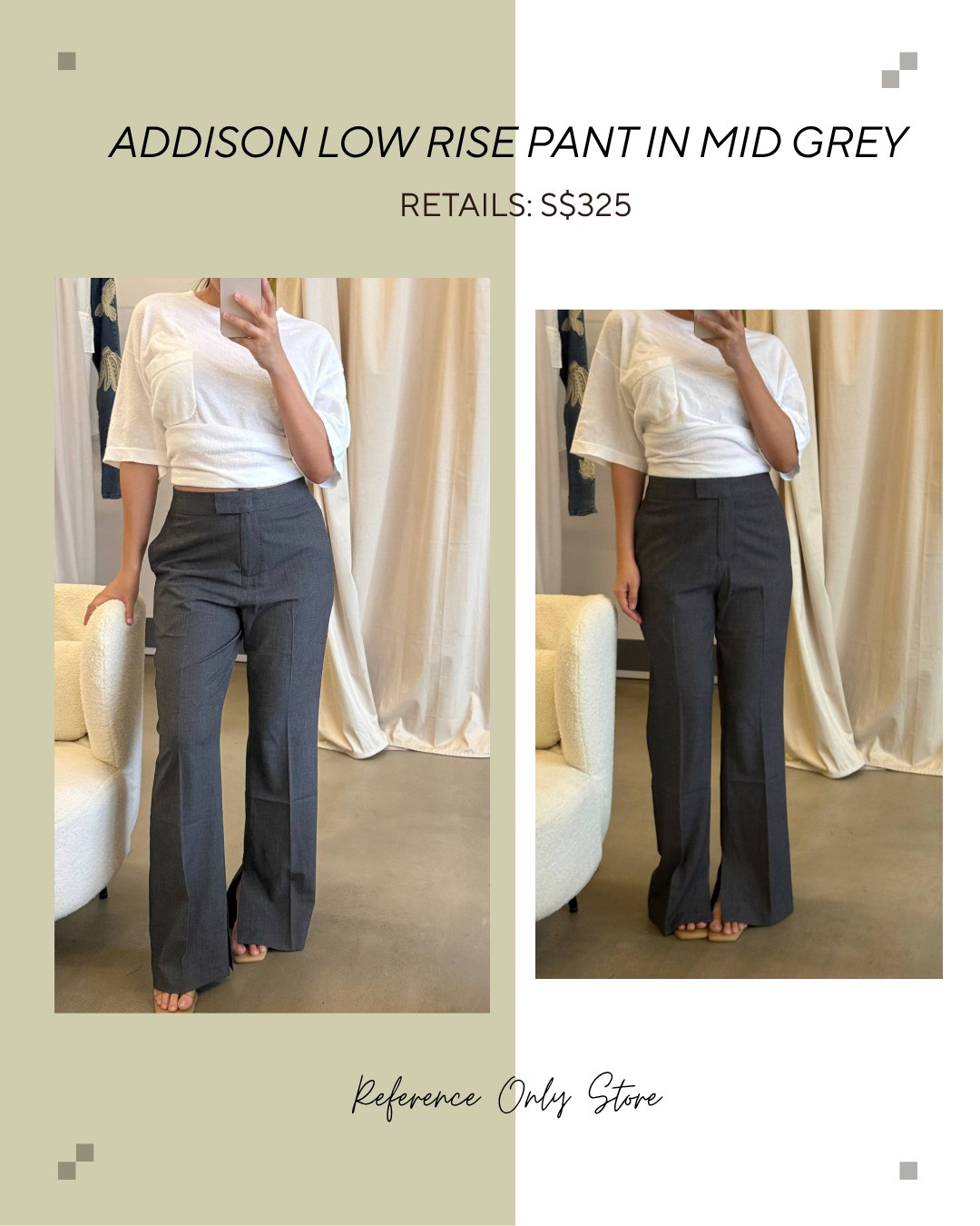 Addison low rise pant in mid grey