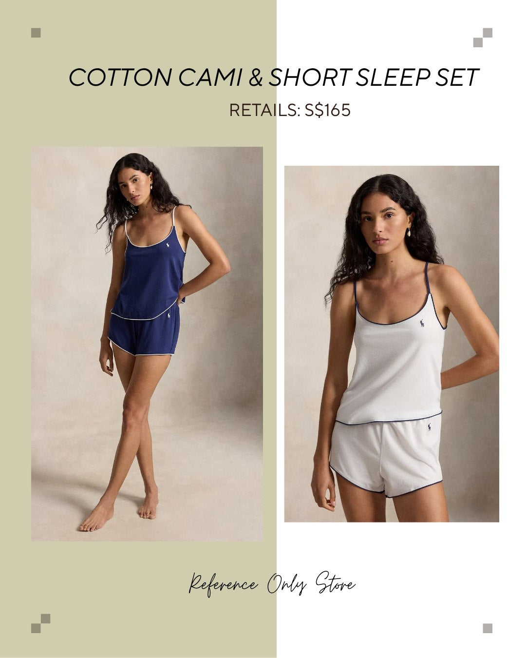 RL Cotton blend cami and short sleep set