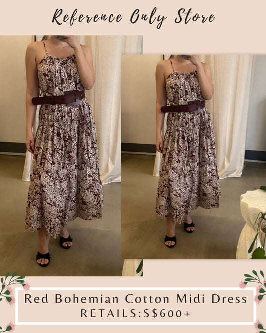 EDI X SE Red Bohemian cotton midi dress