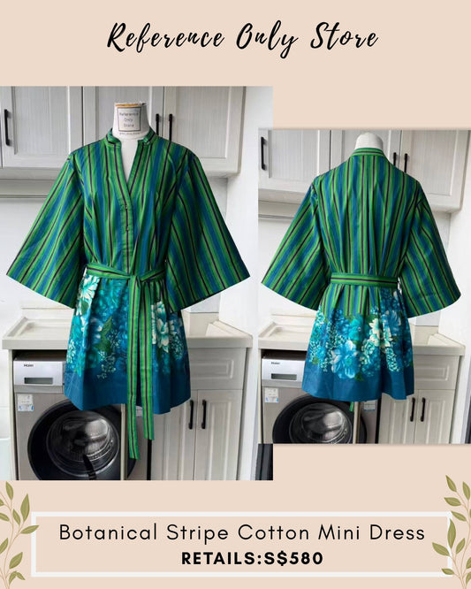 AM Botanical stripe green mini dress
