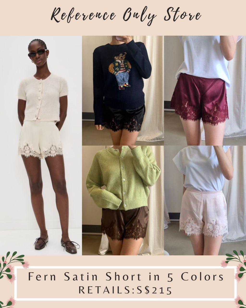 New color! Ref Fern satin shorts in 5 colors