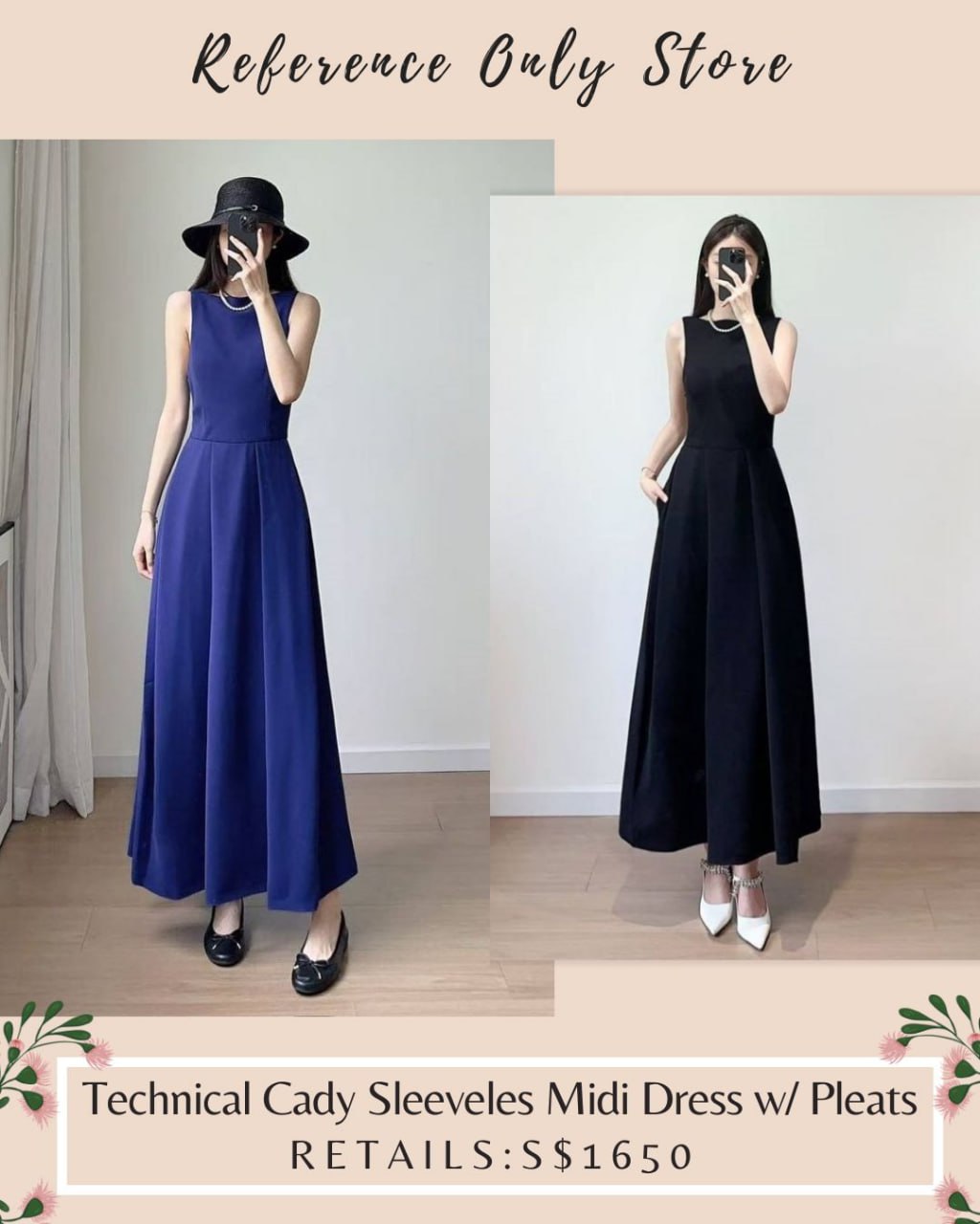 EA Technical Cady sleeveless dress with pleats