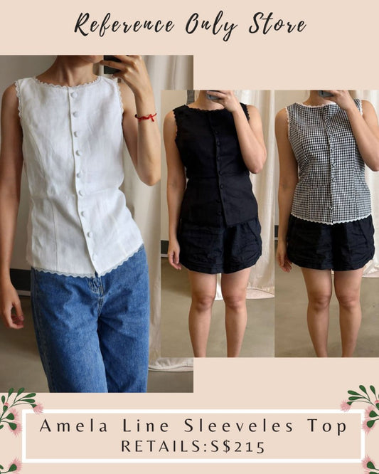 Ref Amela linen sleeveless top
