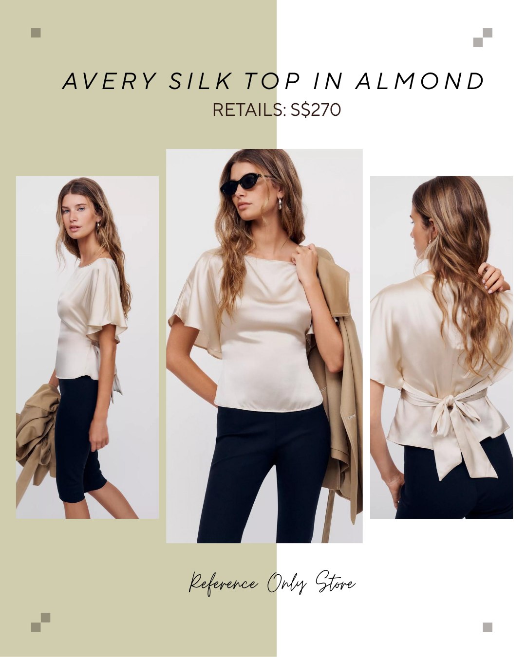 Ref Avery silk top in almond