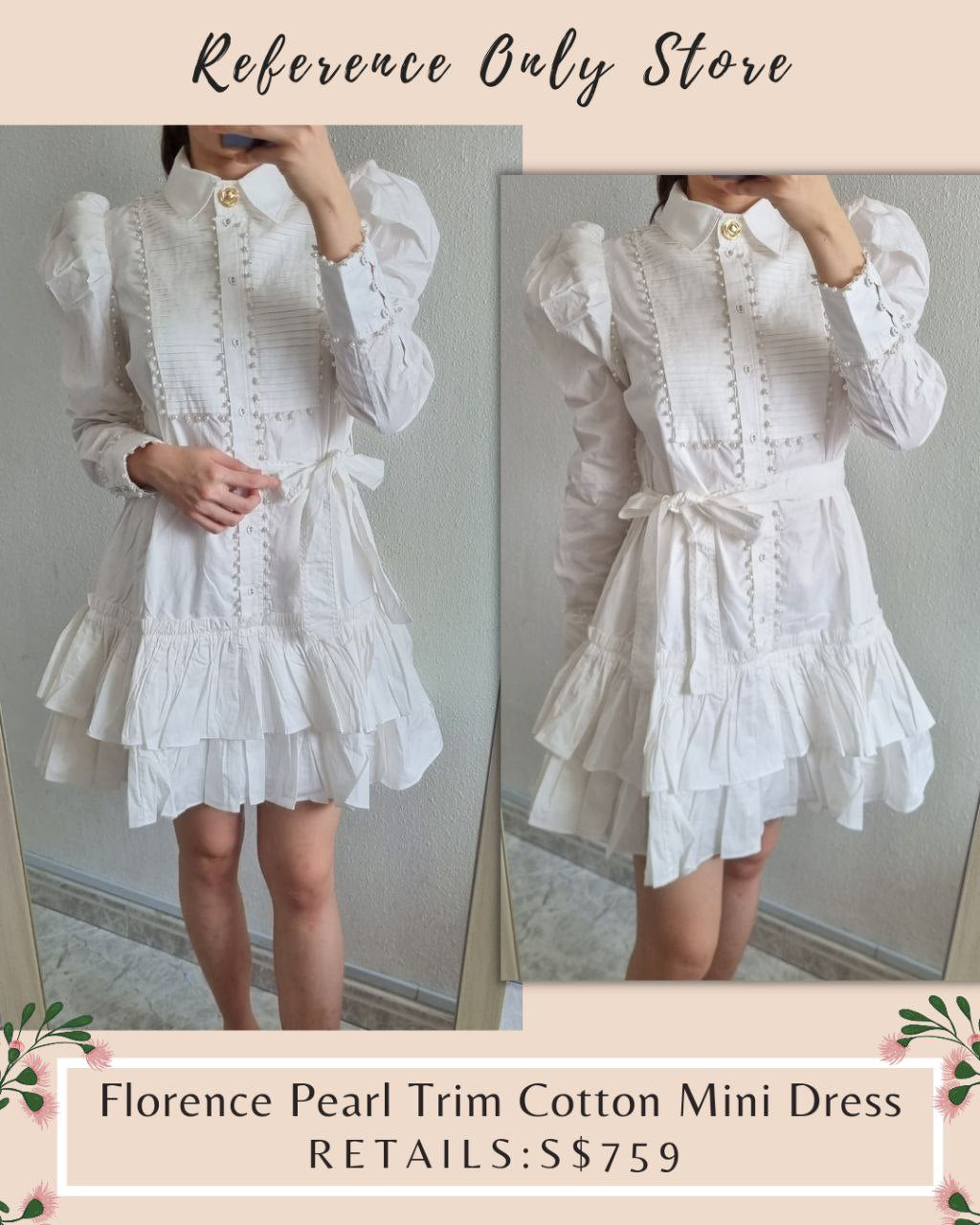 AJ Florence Pearl Trim Cotton Mini Dress