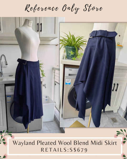 Alc Wayland Pleated Wool Blend Midi Skirt