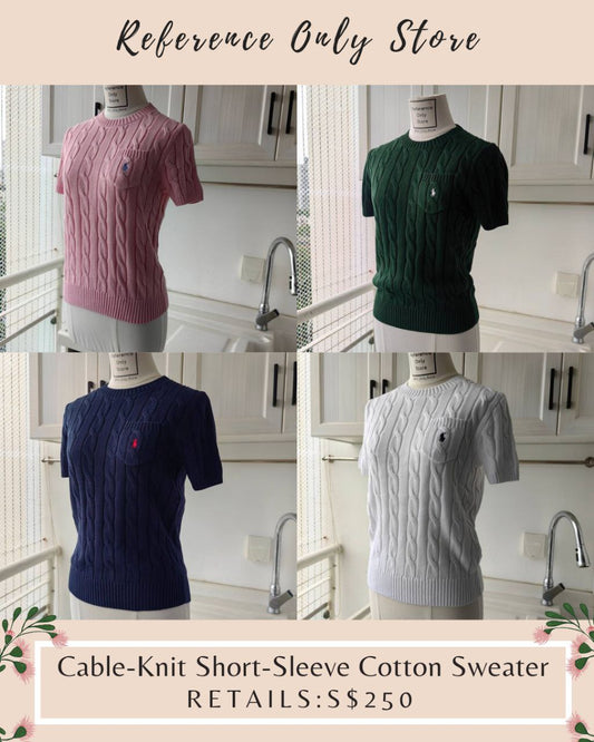 Rl Cable Knit Short Sleeve cotton sweater