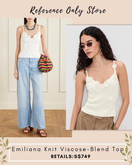 CG Emiliana knit viscose blend White Flower embroidered Top