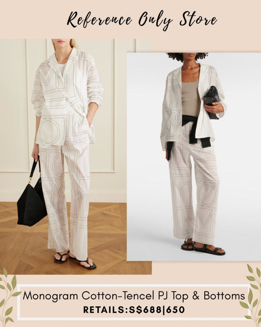 Tot monogram cotton Tencel pj top and pants