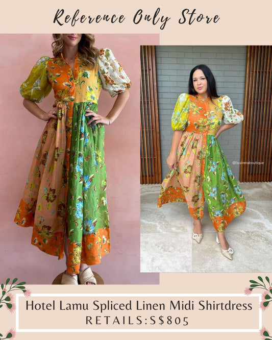 AM Hotel Lamu Spliced Linen Midi dress