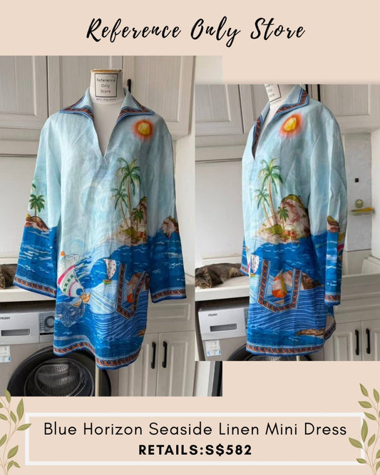 AM Blue horizon seaside linen mini dress