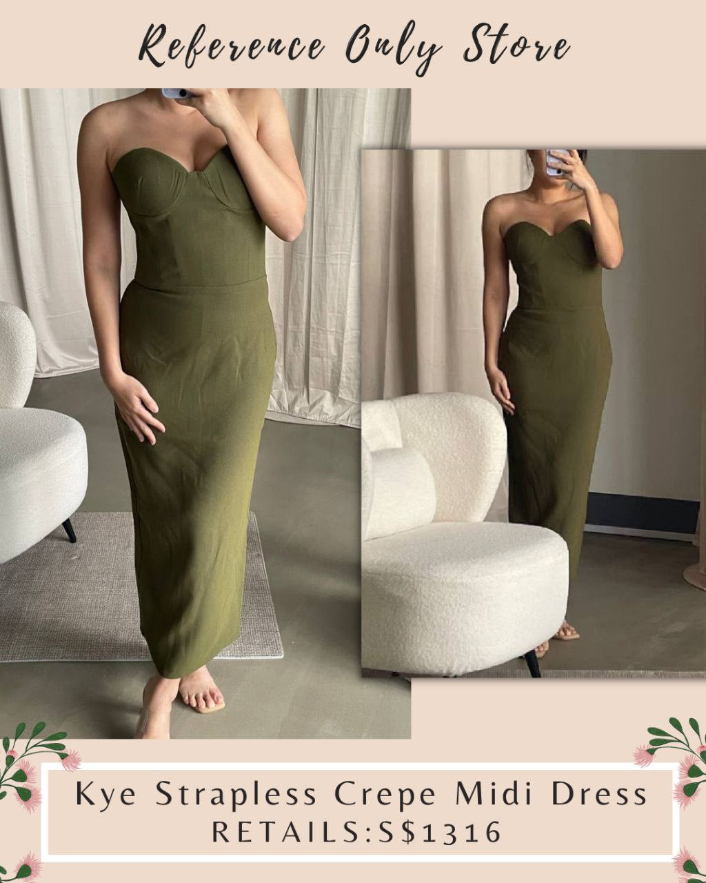 AP Kye Strapless Crepe Midi Dress