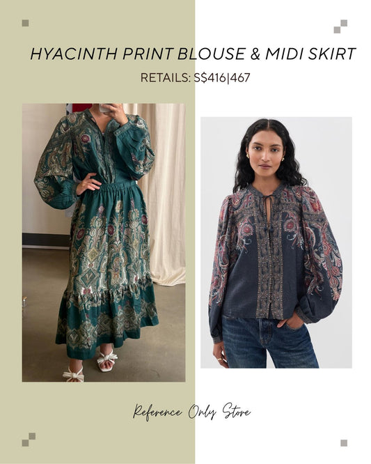 SE Hyacinth print blouse and midi skirt