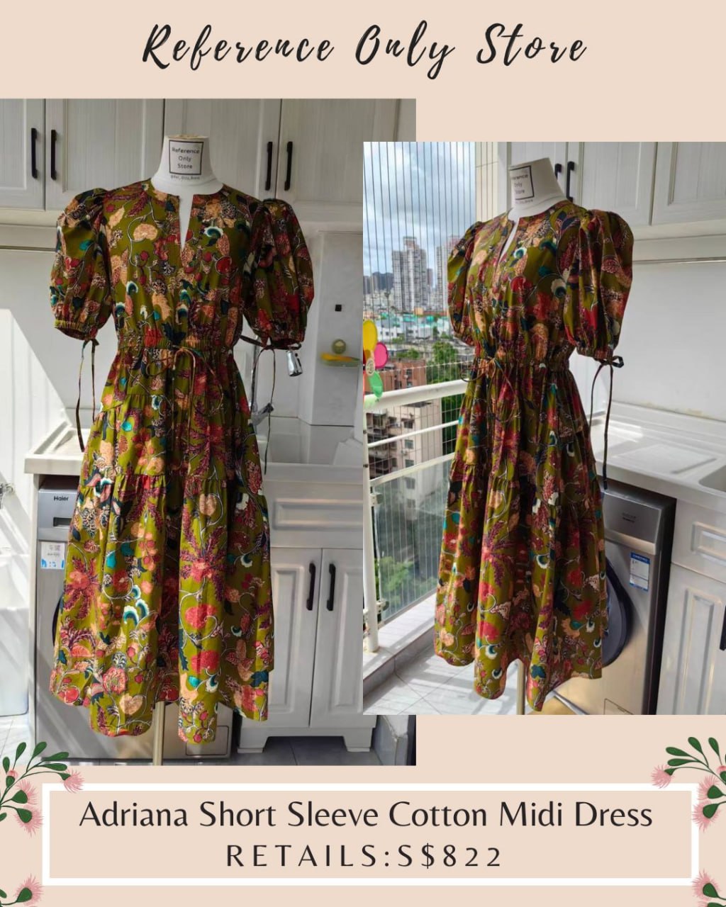 UJ Adriana short sleeve cotton midi sun dress