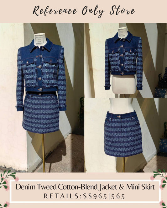VB Denim Tweed Cotton Blend Jacket & Mini Skirt