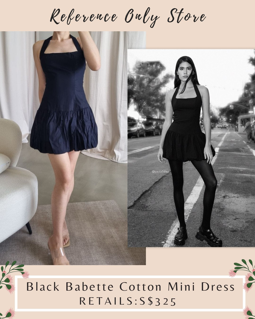 Ref Black Babette Cotton Mini Dress