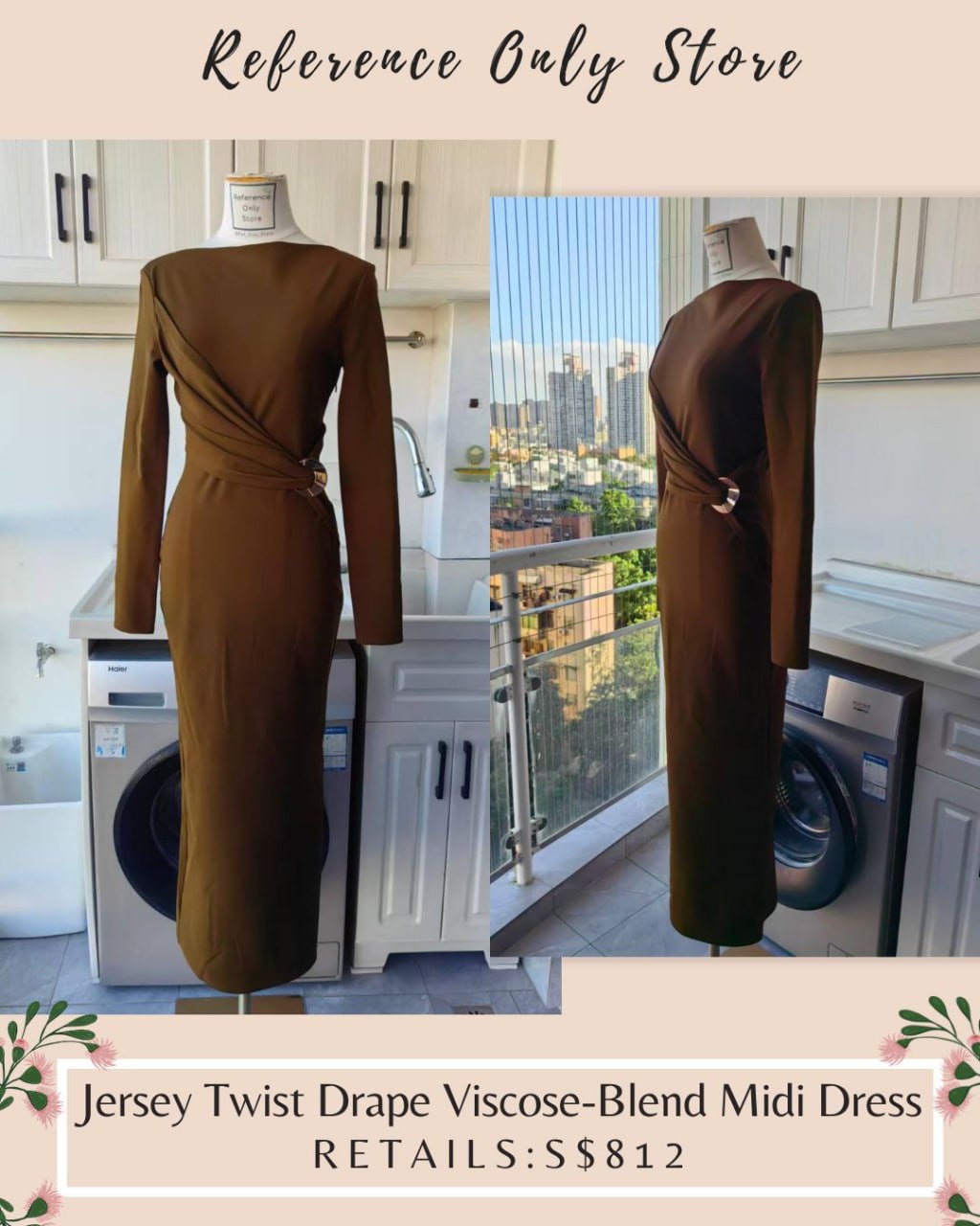 RM Jersey Twist Drape viscose blend midi dress