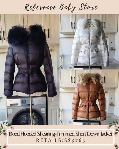 MC Boed Hooded shearling trimmed short down jacket