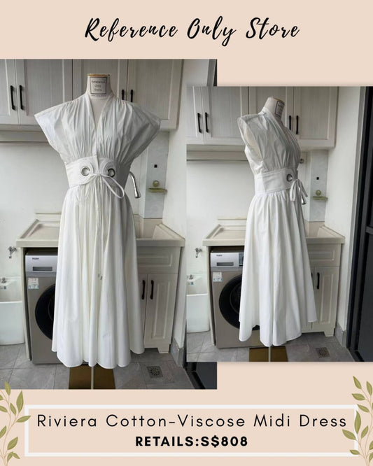 ALX Riviera cotton viscose white midi dress