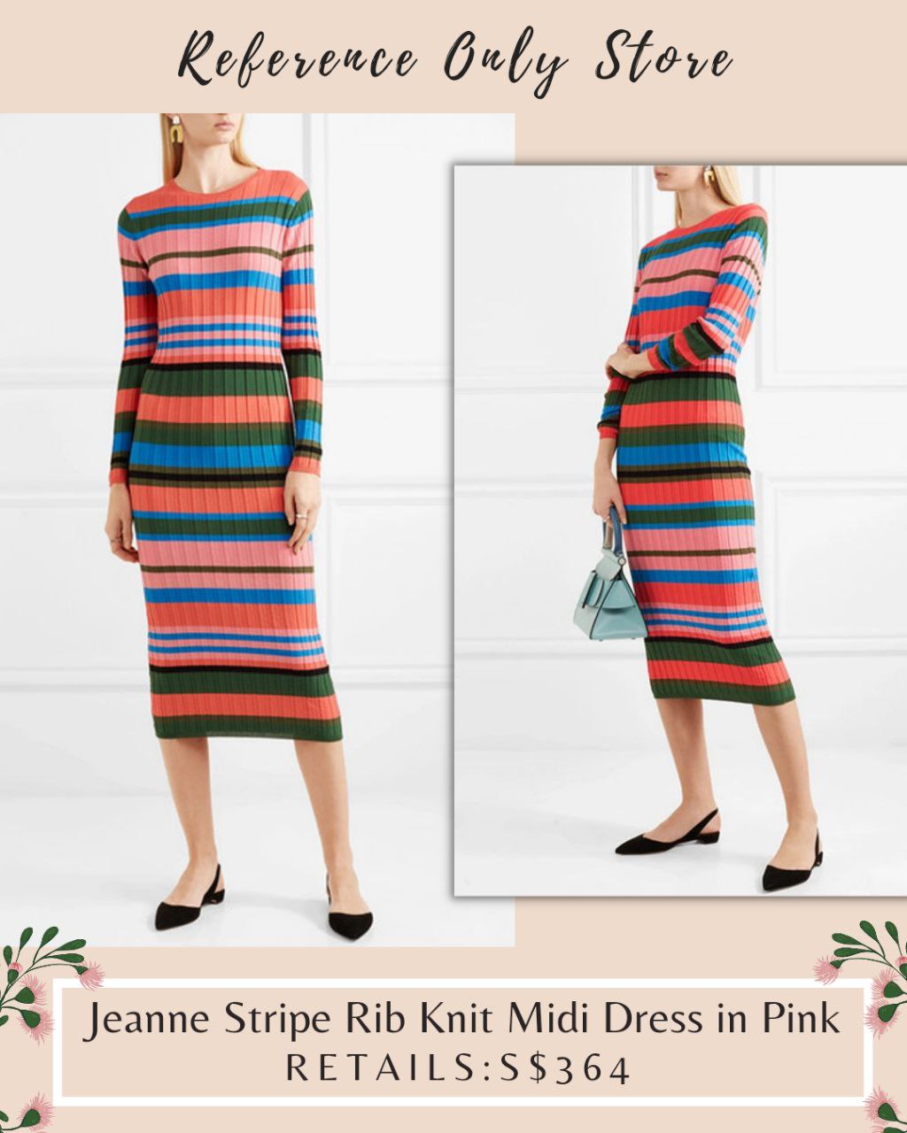 SG Jeanne Stripe Rib Knit Midi Dress