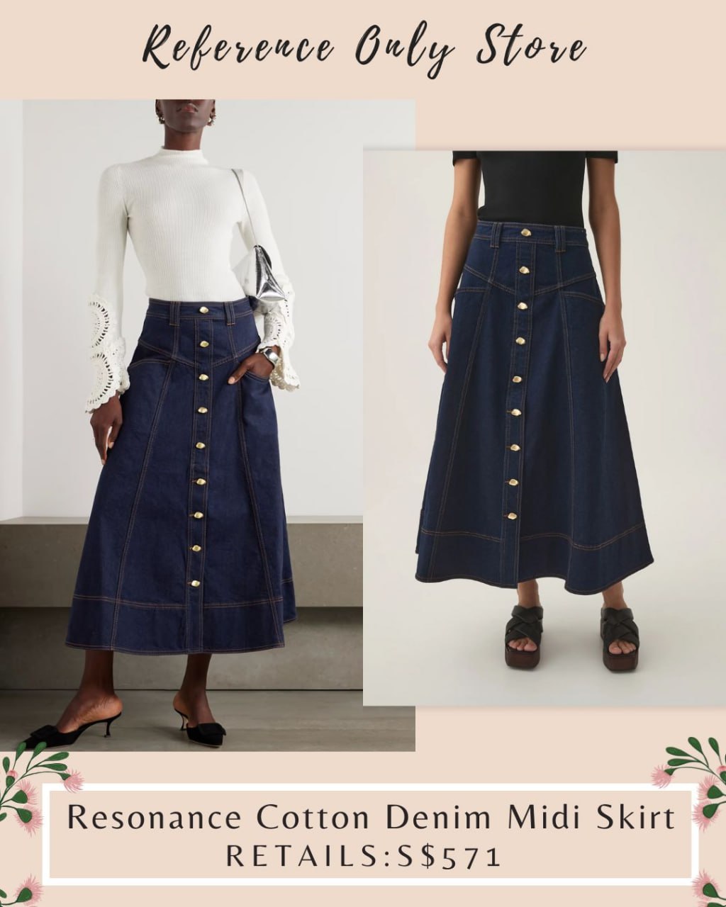 Aj Resonance cotton denim midi skirt