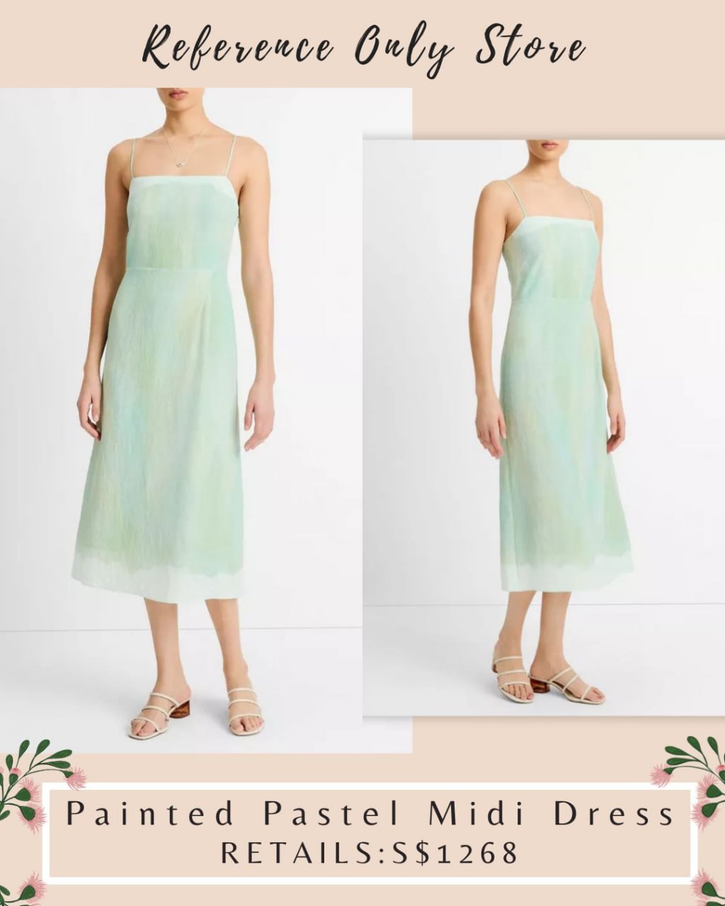 VC Painted pastel green midi dress