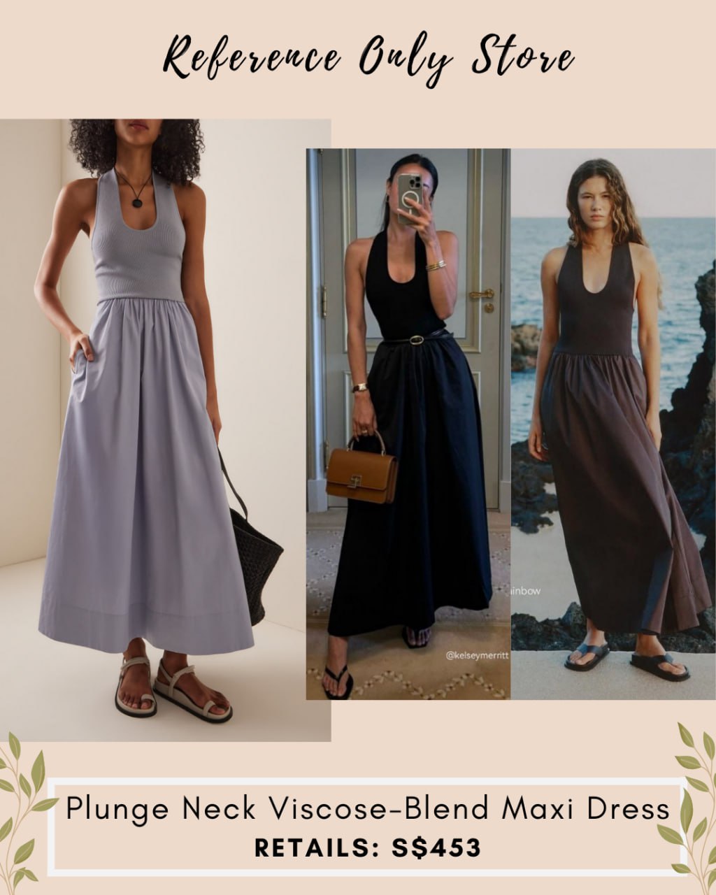 New color! SA Plunge Neck viscose blend maxi dress