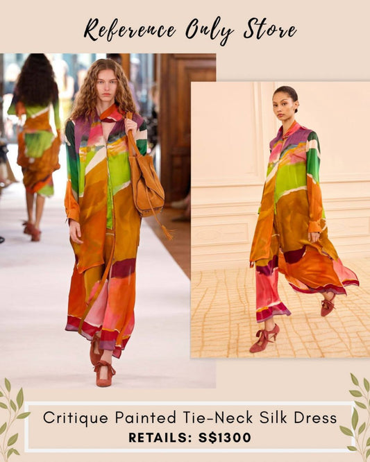 UJ Critique painted tie neck silk midi dress